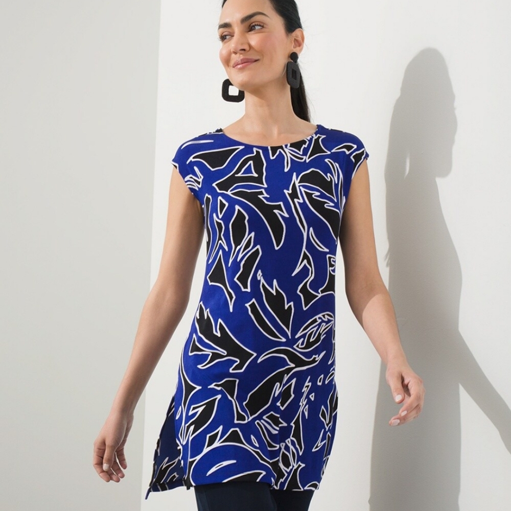 Chico's Blue and Black Tunic Top